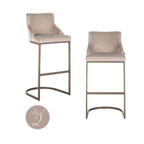 Tabouret de bar Bolton kaki velours brossé gold ignifuge (lot de 2) Richmond Interiors