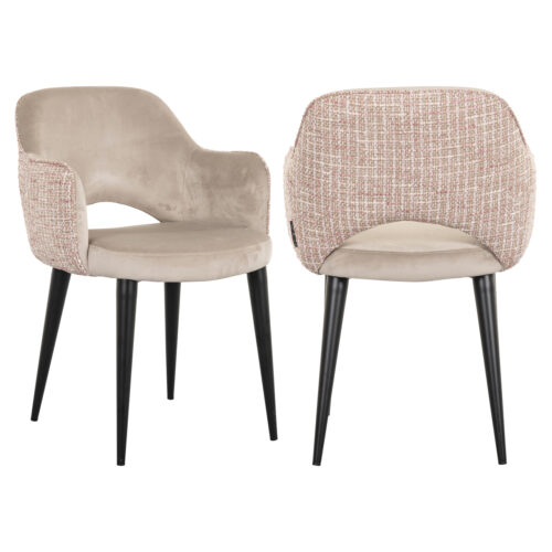Chaises Richmond Interiors Chaise Giovanna trendy rose velours kaki Richmond Interiors