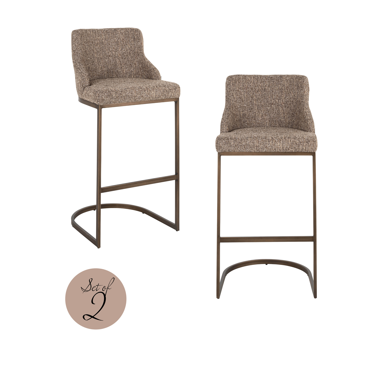 Tabouret de bar Bolton marron tweed Richmond Interiors - lot de 2
