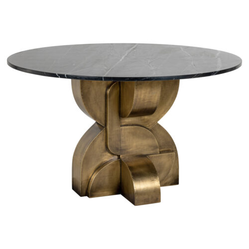 Tables Richmond Interiors Table à manger ronde Maddox noir or 130 Richmond Interiors