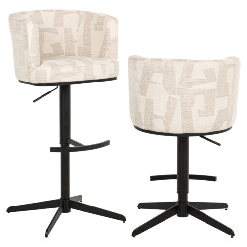 Tabouret de bar Cheyenne beige graffic pivotant Richmond Interiors