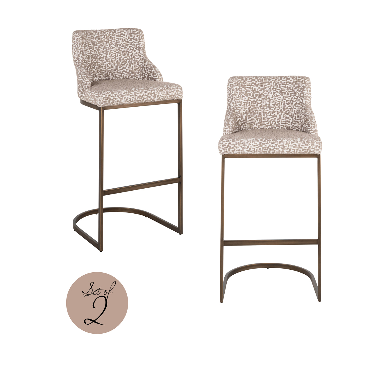Tabouret de bar Bolton natural geo Richmond Interiors - lot de 2