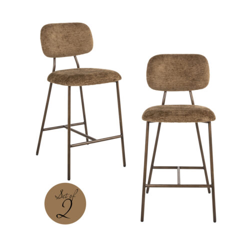 Tabouret de bar Xenia brandy fusion ignifuge Richmond Interiors - lot de 2