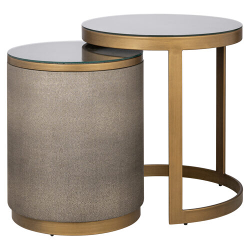 Table d'appoint Bloomville laiton shagreen incl. glass (lot de 2) Richmond Interiors