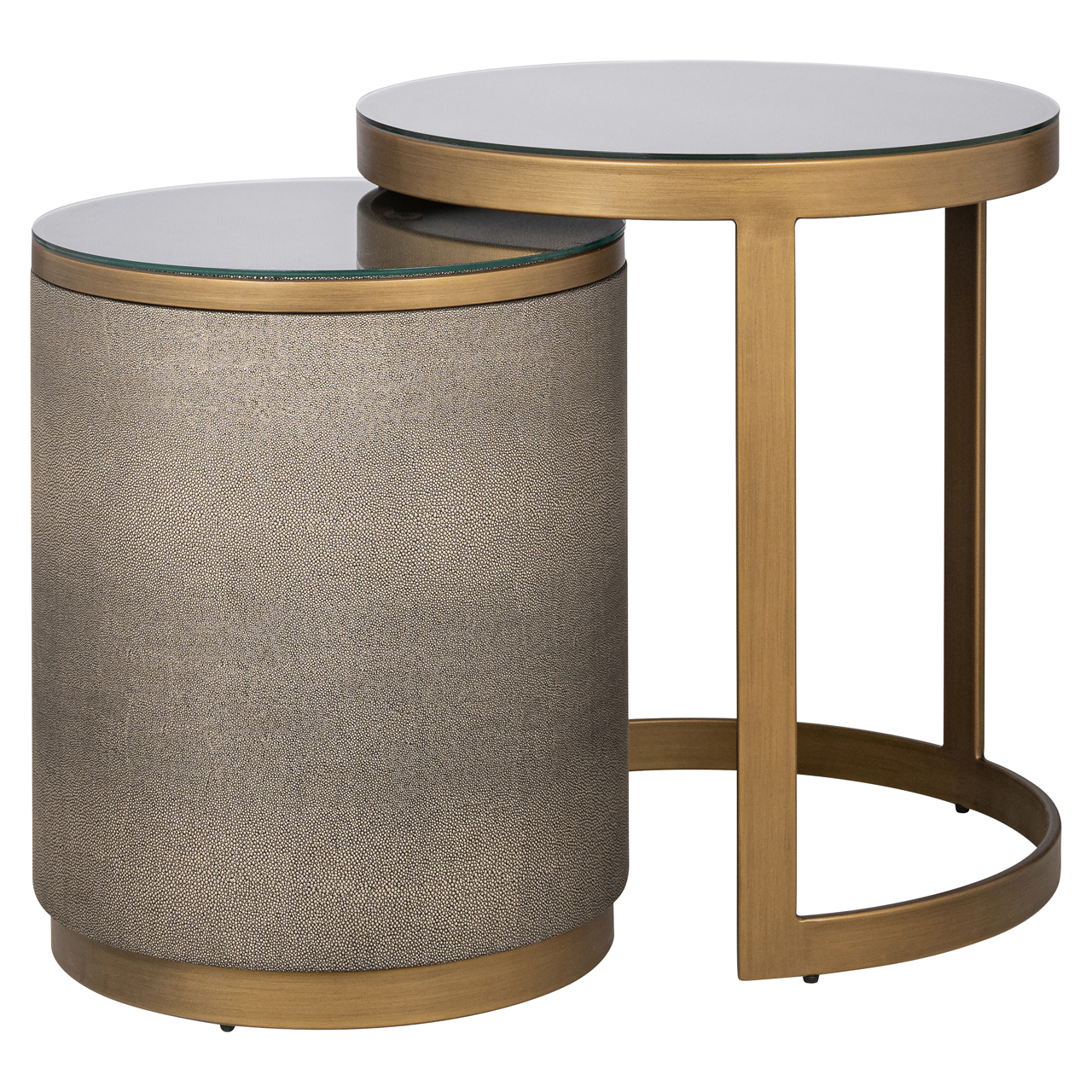 Table d'appoint Bloomville laiton shagreen incl. glass (lot de 2) Richmond Interiors