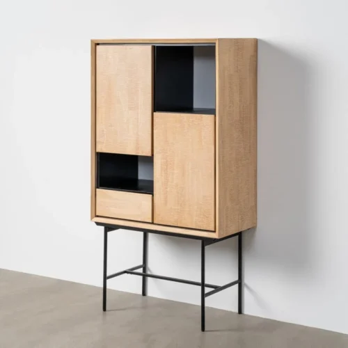 Armoire bois et métal noir 2 portes 1 tiroir Ixia 84,5 cm — vue 2