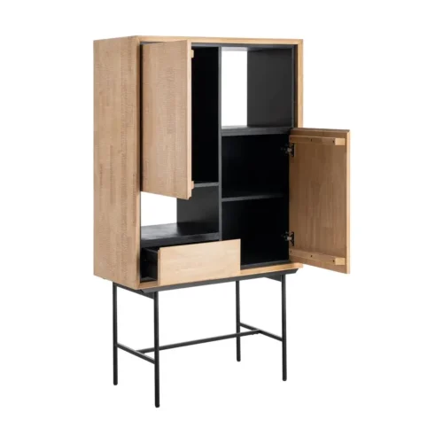 Armoire bois et métal noir 2 portes 1 tiroir Ixia 84,5 cm — vue 3