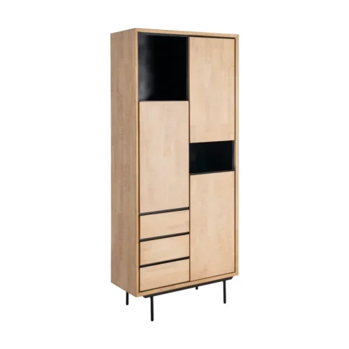Armoire bois et métal noir 2 portes 3 tiroirs Ixia 89,5 cm — vue 2