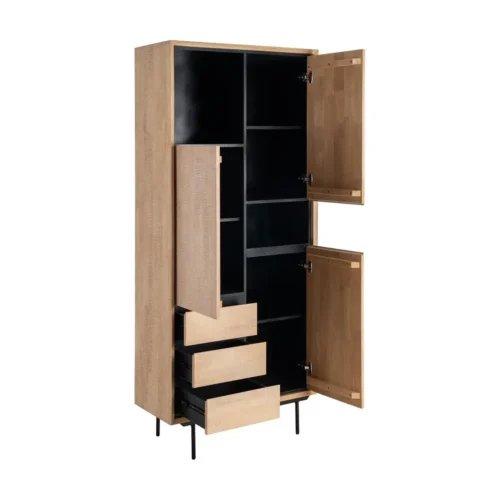 Armoire bois et métal noir 2 portes 3 tiroirs Ixia 89,5 cm — vue 3