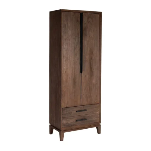 Armoire marron bois de manguier 2 portes 2 tiroirs Ixia 75 cm — vue 3