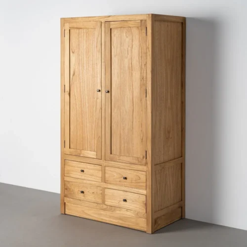 Armoire naturelle bois de mindi Ixia 100 cm