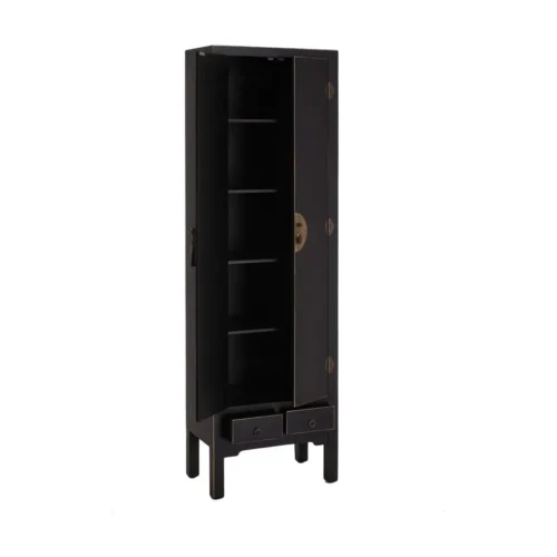 Armoire noire laquée 2 portes 2 tiroirs Ixia 185 cm — vue 2
