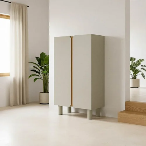Armoire taupe laquée 2 portes Ixia 80 cm