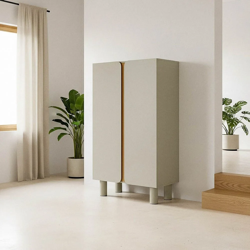 Armoire taupe laquée 2 portes Ixia 80 cm