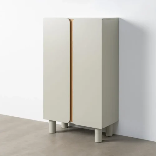 Armoire taupe laquée 2 portes Ixia 80 cm — vue 2