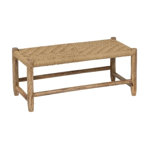 Banc bois de manguier fibre naturelle Ixia 92 cm — vue 2