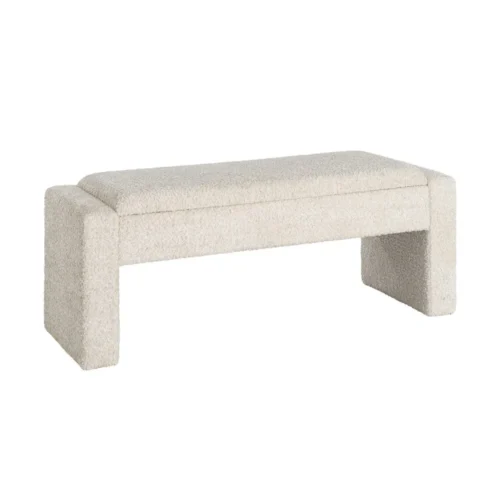 Banc coffre tissu crème Ixia 117 cm — vue 2