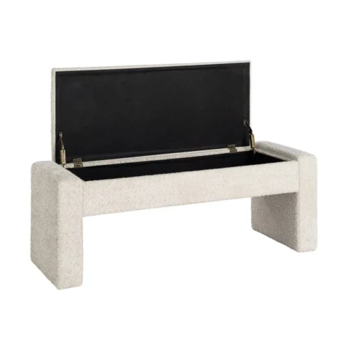 Banc coffre tissu crème Ixia 117 cm — vue 3