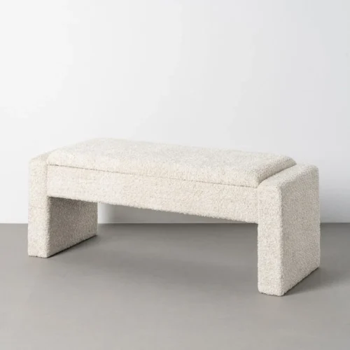 Banc coffre tissu crème Ixia 117 cm — vue 9