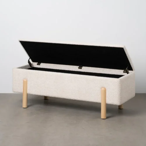 Banc coffre tissu crème Ixia 122 cm — vue 2