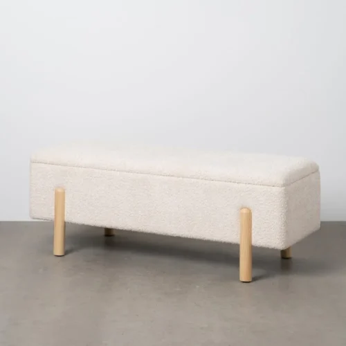 Banc coffre tissu crème Ixia 122 cm — vue 3