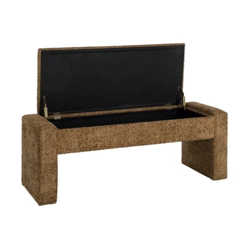 Banc coffre tissu ocre Ixia 117 cm — vue 3
