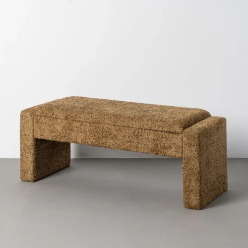 Banc coffre tissu ocre Ixia 117 cm — vue 9