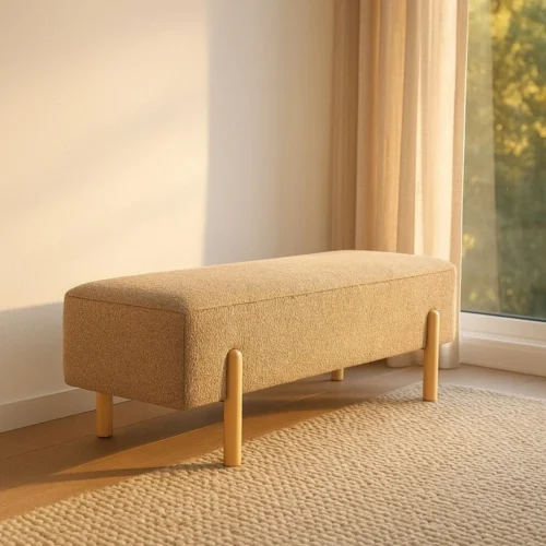 Banc coffre tissu taupe Ixia 122 cm
