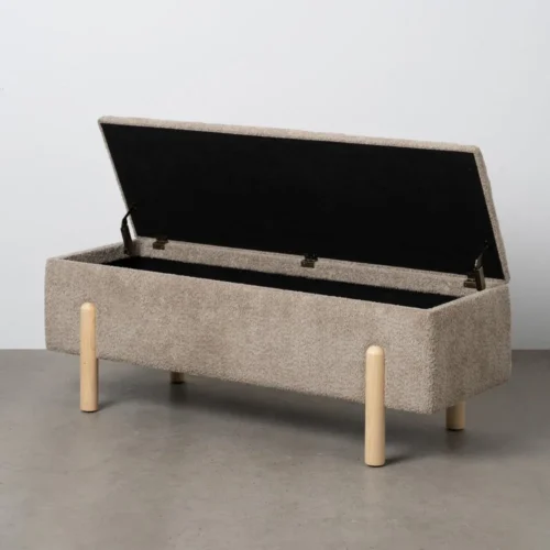 Banc coffre tissu taupe Ixia 122 cm — vue 2