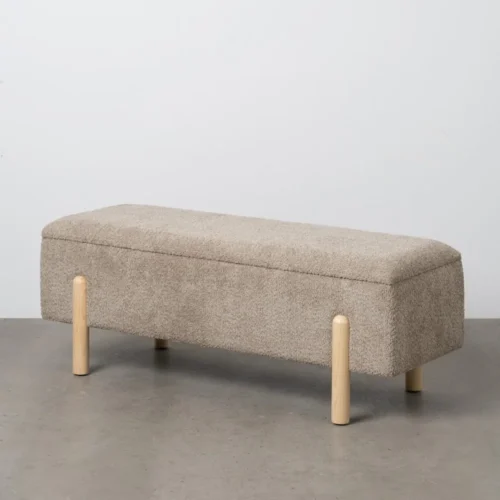 Banc coffre tissu taupe Ixia 122 cm — vue 3