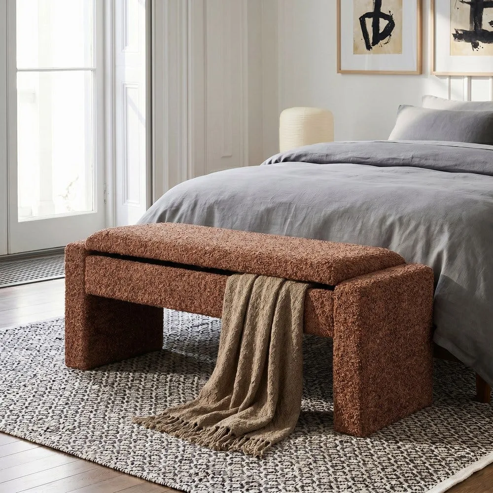 Banc coffre tissu terre cuite Ixia 117 cm