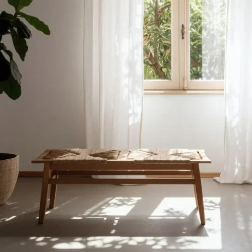 Banc compact naturel bois de teck Ixia 110 cm