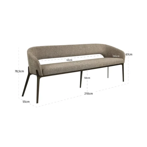 Banc Kenzi marron tweed Richmond Interiors — vue 7