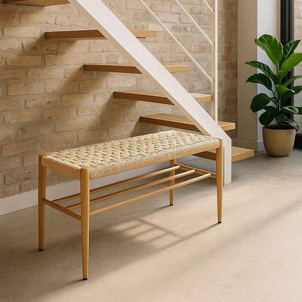 Banc naturel corde et métal Ixia 100 cm