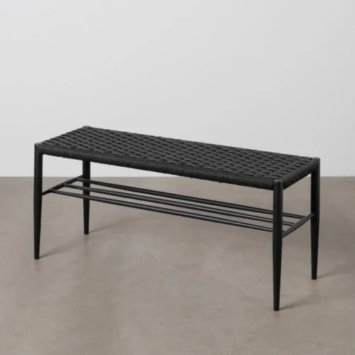 Banc noir corde et métal Ixia 100 cm — vue 2