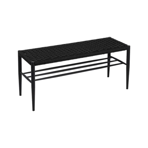 Banc noir corde et métal Ixia 100 cm — vue 3