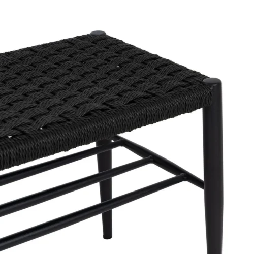 Banc noir corde et métal Ixia 100 cm — vue 5