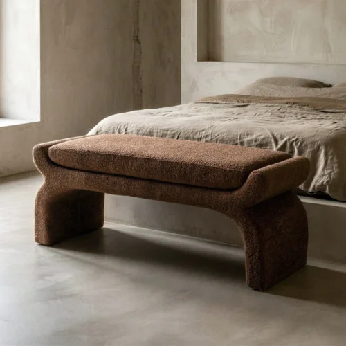 Banc tapissé tissu marron Ixia 115 cm