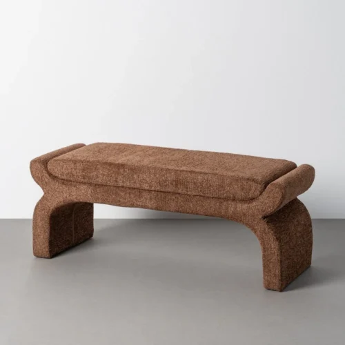 Banc tapissé tissu marron Ixia 115 cm — vue 2