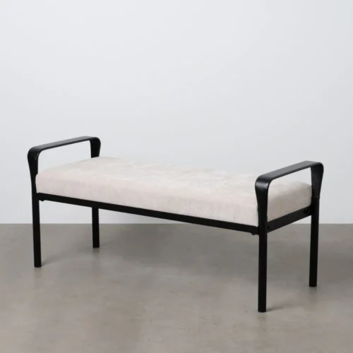 Banc tissu beige piètement métal Ixia 121 cm — vue 2