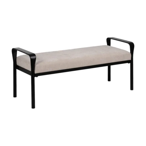 Banc tissu beige piètement métal Ixia 121 cm — vue 3