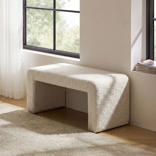 Banc tissu crème Ixia 90 cm