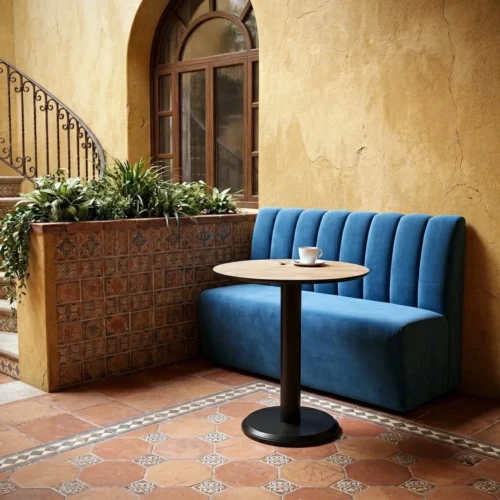 Banquette tissu bleu assise rembourrée Ixia 120 cm — vue 10
