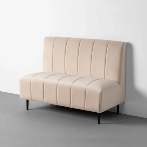 Banquette velours beige piètement métal Ixia 120 cm