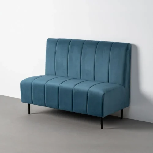Banquette velours bleu piètement métal Ixia 120 cm