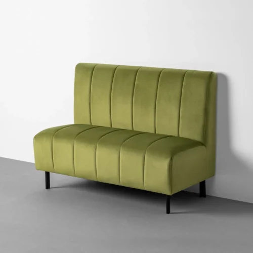 Banquette velours vert piètement métal Ixia 120 cm
