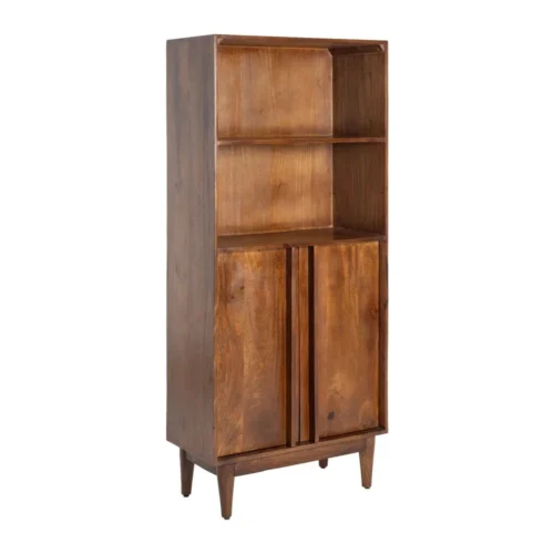 Bibliothèque bois de manguier marron 2 portes Ixia 80 cm — vue 3
