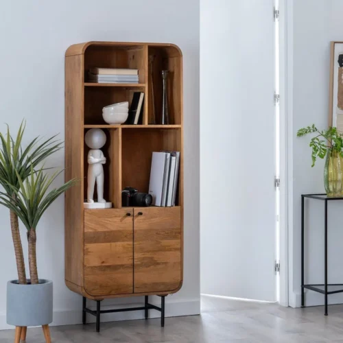 Bibliothèque bois de manguier naturel Ixia 60 cm — vue 2