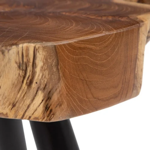 Bout de canapé organique tranche de bois teck naturel et noir Ixia 60 cm — vue 5