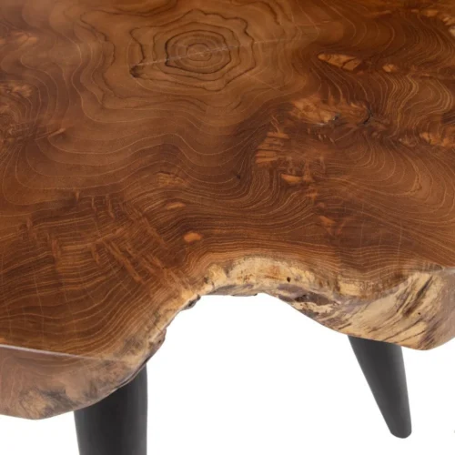 Bout de canapé organique tranche de bois teck naturel et noir Ixia 60 cm — vue 6